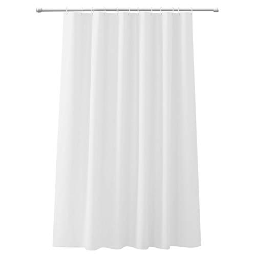 CLOFY Duschvorhänge, Duschvorhang aus Polyester, 200 x 200 cm, Anti-Schimmel, Uni Grey - Anti-Bakteriell,Wasserdichtes Design, mit 12 Duschvorhangringen, Weiß