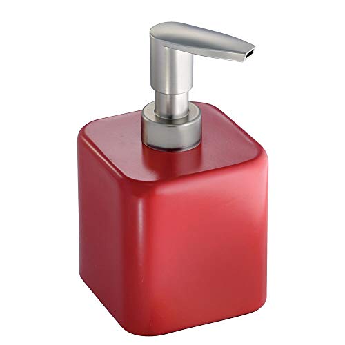 mDesign Seifenspender wiederbefüllbar – außergewöhnlicher Pumpseifenspender aus rotem Stahl – optimal für Küche oder als Badzubehör mit ca. 410 ml Füllmenge