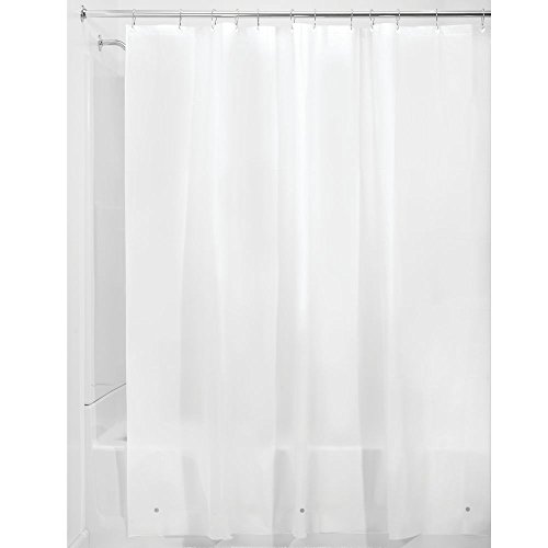 iDesign Duschvorhang aus Stoff, schimmelresistenter Badewannenvorhang aus Polyester in der Größe 183,0 cm x 183,0 cm, wasserdichter Vorhang mit 12 Ösen, frostgrau
