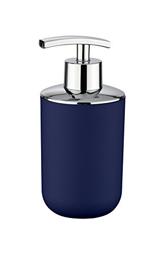 Wenko Seifenspender Brasil, nachfüllbarer Seifendosierer für Badezimmer und Küche, aus bruchsicherem Kunststoff, Fassungsvermögen: 320 ml, 7,3 x 16,5 x 9 cm, Dunkelblau