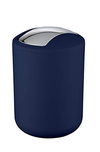 Wenko Kosmetikeimer Brasil S 2 Liter, Badezimmer-Mülleimer mit Schwingdeckel, kleiner Abfalleimer aus bruchsicherem Kunststoff, Ø 14 x 21 cm, dunkelblau
