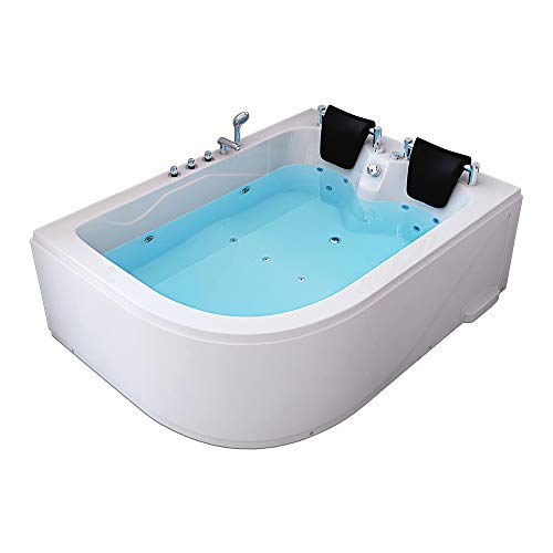 Home Deluxe - Whirlpool Badewanne - Blue Ocean XL weiß Links mit Massage für 2 Personen - Maße: 180 x 120 x 65 cm | Eckwanne, 2 Personen, Indoor Jacuzzi