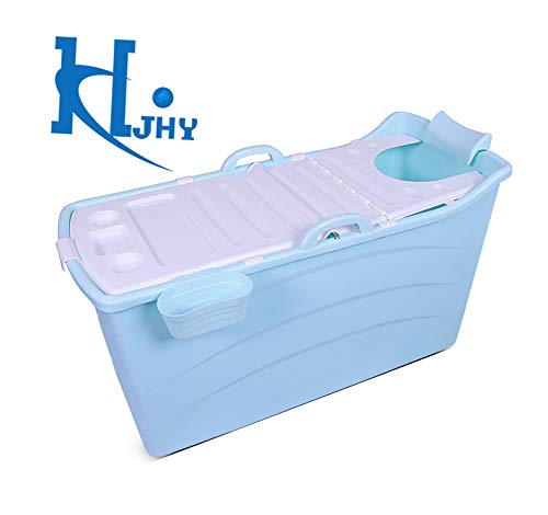JRCOZZL Faltende Badewanne, Tragbare Badewanne,   Aufblasbare Badewanne, Kinderbecken, Kunststoff, Mit Deckel (Farbe : Blau)