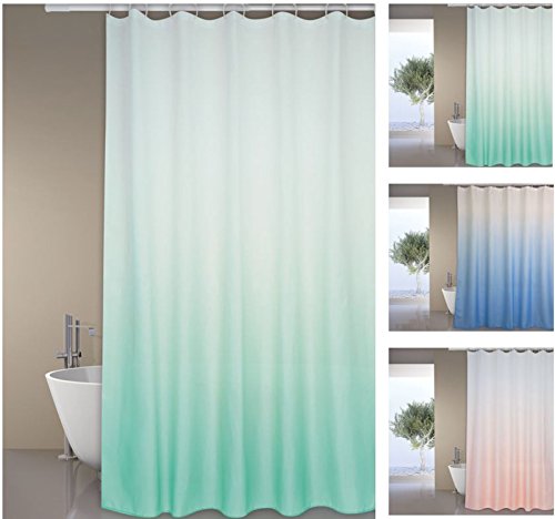 MSV Premium Anti-Schimmel Textil Duschvorhang - Anti-Bakteriell, waschbar, 100% wasserdicht, mit 12 Duschvorhangringen - Polyester, „Sugar“ Grün 180x200cm