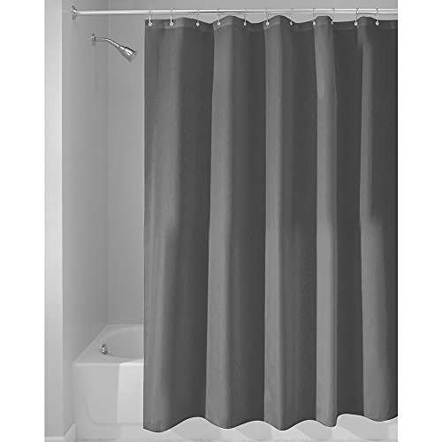 iDesign Duschvorhang aus Stoff | wasserdichter Duschvorhang mit verstärktem Saum | waschbarer Textil Duschvorhang in der Größe 183,0 cm x 183,0 cm | Polyester dunkelgrau