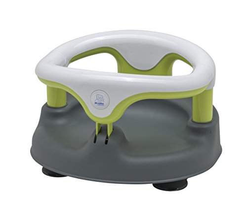 Rotho Babydesign Badesitz, Mit aufklappbarem Ring inkl. Kindersicherung, 7-16 Monate, Bis max. 13kg, BPA-frei, 35x31,3x22cm, Grau/Weiß/Apple Green