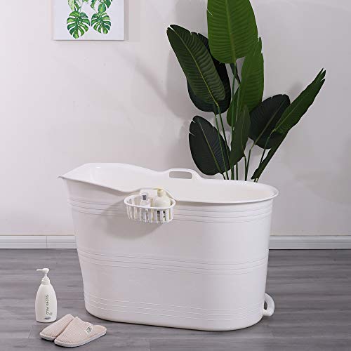 Schwänlein® Mobile Badewanne, Ideal für das kleines Badezimmer, 99x52x65cm, Stylisch und Stimmungsvoll (Weiß)