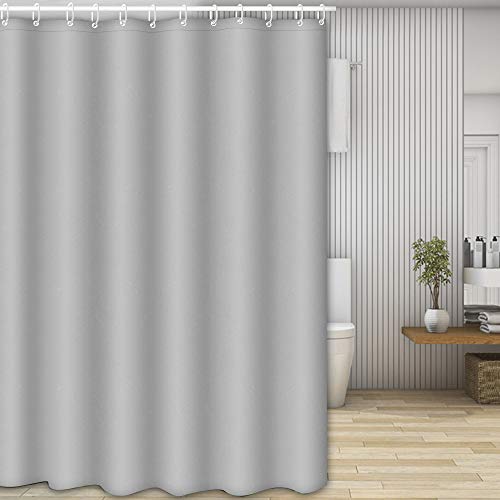 Nasharia Duschvorhänge, Waschbar Badvorhänge aus Polyester, Wasserdicht Anti-Schimmel, Anti-Bakteriell mit 12 Duschvorhangringe Design, 180 x 200cm, Grau