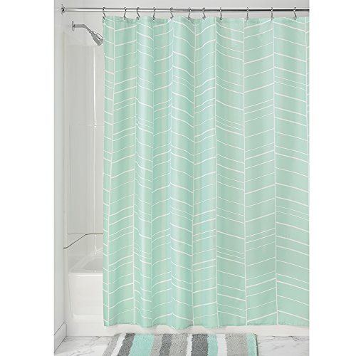 iDesign Kylie Duschvorhang | Badewannenvorhang mit 12 Ösen | waschbarer Duschvorhang 183,0 cm x 183,0 cm | Polyester mint